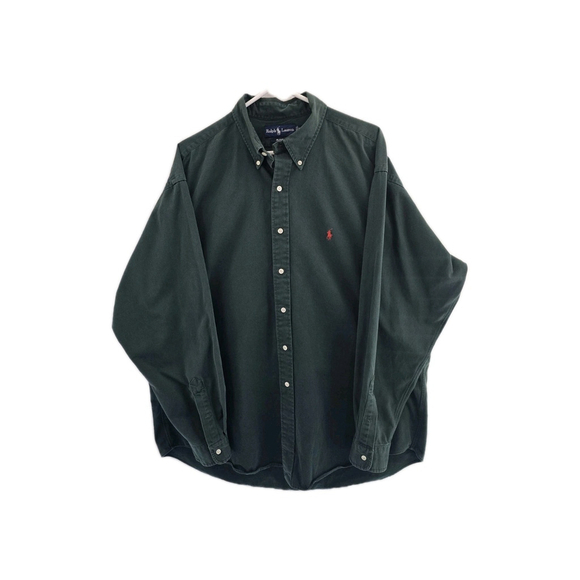 Ralph Lauren BLAKE forest Green Vintage Long Sleeve Cotton Shirt. Mens Size XL - Picture 1 of 7